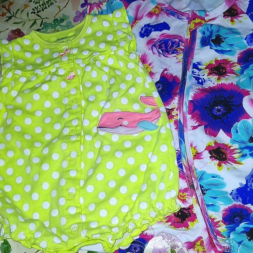 **TWO Cotton Knit Rompers, NWOT 12-18mo, Can be $10.00w/$4.99shipping